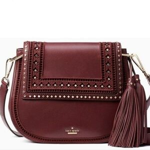 kate spade Basset Lane Emaline Crossbody Bag Studs Ladder Lace Cherrywood NWT